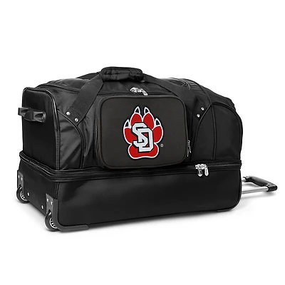 MOJO South Dakota Coyotes Black 27'' 2-Wheel Drop Bottom Rolling Duffel Bag