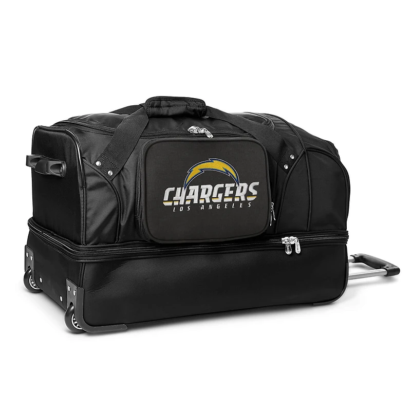 MOJO Los Angeles Chargers Black 27'' 2-Wheel Drop Bottom Rolling Duffel Bag