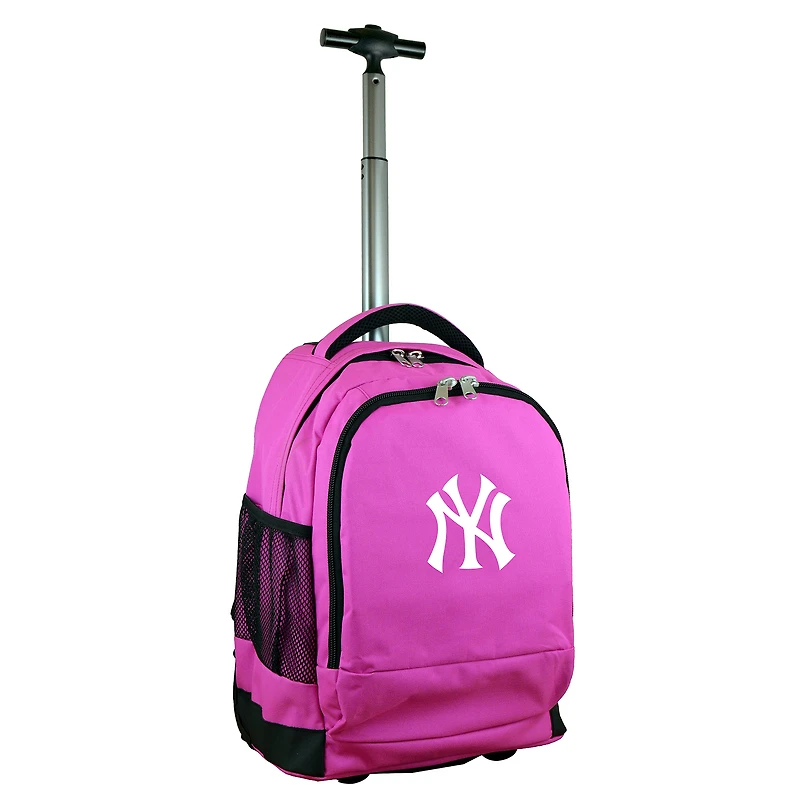 MOJO Pink New York Yankees 19'' Premium Wheeled Backpack