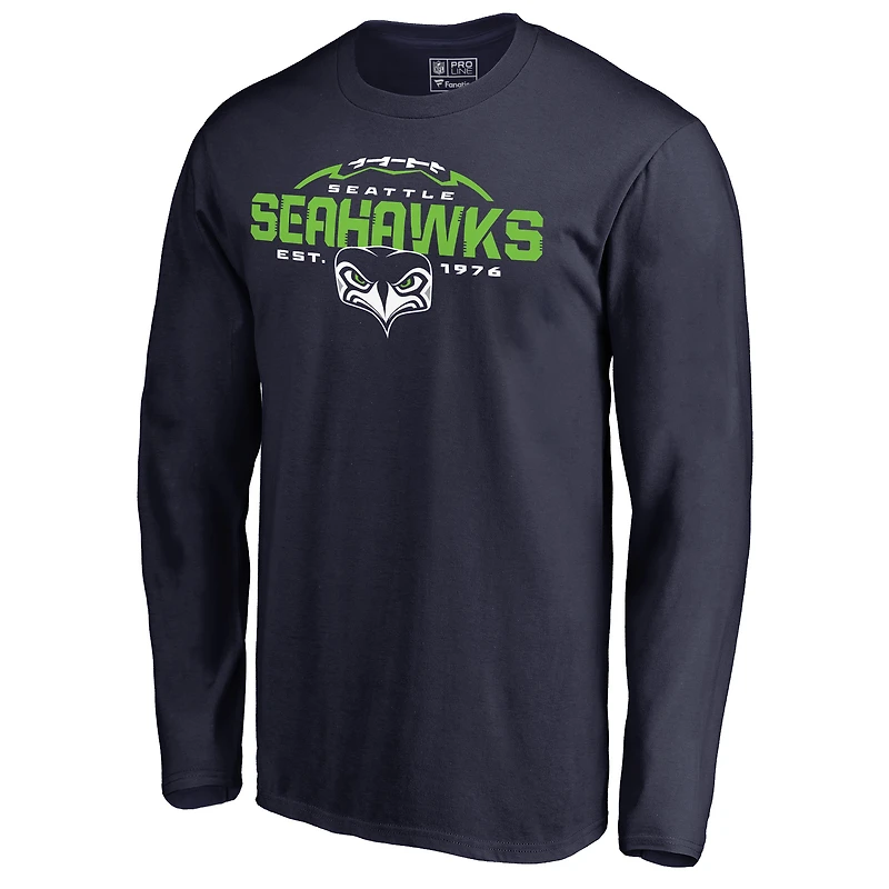 Men's College Navy Seattle Seahawks Alternate Team Logo Gear Flea Flicker Long Sleeve T-Shirt
