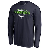 Men's College Navy Seattle Seahawks Alternate Team Logo Gear Flea Flicker Long Sleeve T-Shirt