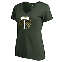 Women's Green Portland Timbers Primary Logo V-Neck T-Shirt