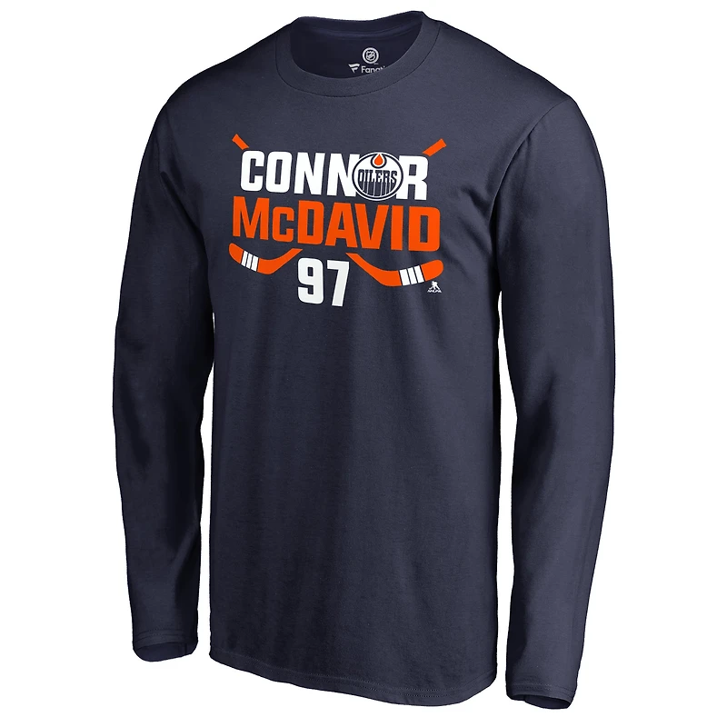 Men's Connor McDavid Navy Edmonton Oilers Hometown Collection CM97 Long Sleeve T-Shirt