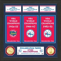 Highland Mint Philadelphia 76ers 15" x 12" 3-Time NBA Finals Champions Banner Bronze Coin Photo Mint