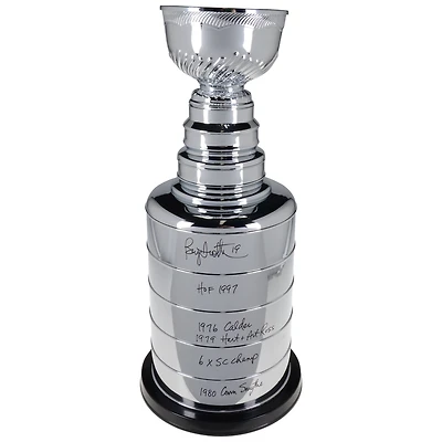 Bryan Trottier New York Islanders Autographed 2' Replica Stanley Cup with Multiple Inscriptions