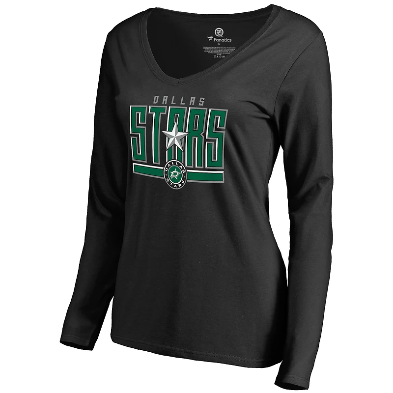 Women's Black Dallas Stars Hometown Collection V-Neck Long Sleeve T-Shirt