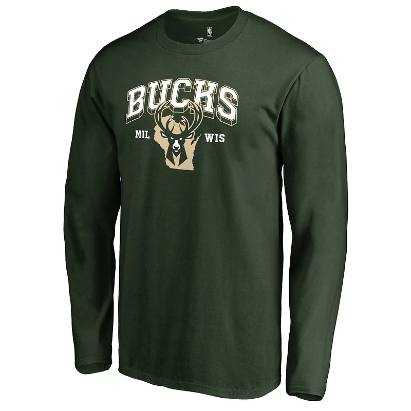 Men's Green Milwaukee Bucks Wisconsin Basketball Hometown Collection Long Sleeve T-Shirt
