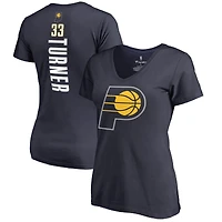 Women's Myles Turner Navy Indiana Pacers Backer Name and Number V-Neck T-Shirt