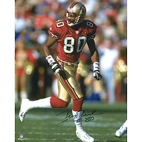 Jerry Rice San Francisco 49ers Autographed 16" x 20" Scarlet Jersey Running Solo Photograph