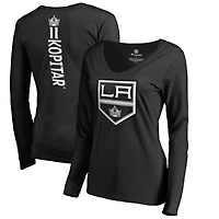 Women's Anze Kopitar Black Los Angeles Kings Backer Name & Number Slim Fit Long Sleeve V-Neck T-Shirt