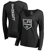 Women's Drew Doughty Black Los Angeles Kings Backer Name & Number Slim Fit Long Sleeve V-Neck T-Shirt