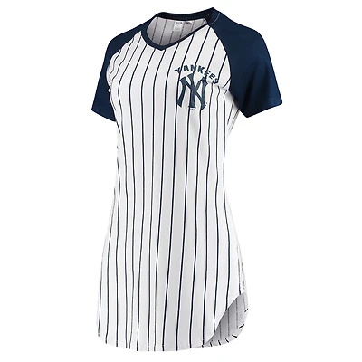Women's Concepts Sport White New York Yankees Vigor Pinstripe Nightshirt