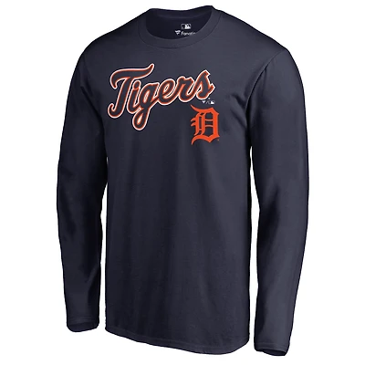 Men's Navy Detroit Tigers Team Lockup Long Sleeve T-Shirt