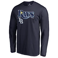 Men's Navy Tampa Bay Rays Team Lockup Long Sleeve T-Shirt