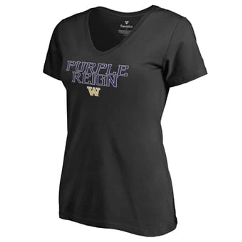 Women's Black Washington Huskies Purple Reign V-Neck T-Shirt