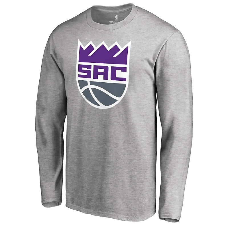 Men's Heathered Gray Sacramento Kings Secondary Logo Long Sleeve T-Shirt