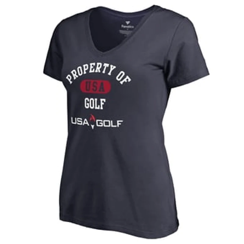 Women's Navy USA Golf Property Of V-Neck T-Shirt