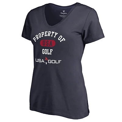 Women's Navy USA Golf Property Of V-Neck T-Shirt