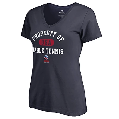 Women's Navy USA Table Tennis Property Of V-Neck T-Shirt
