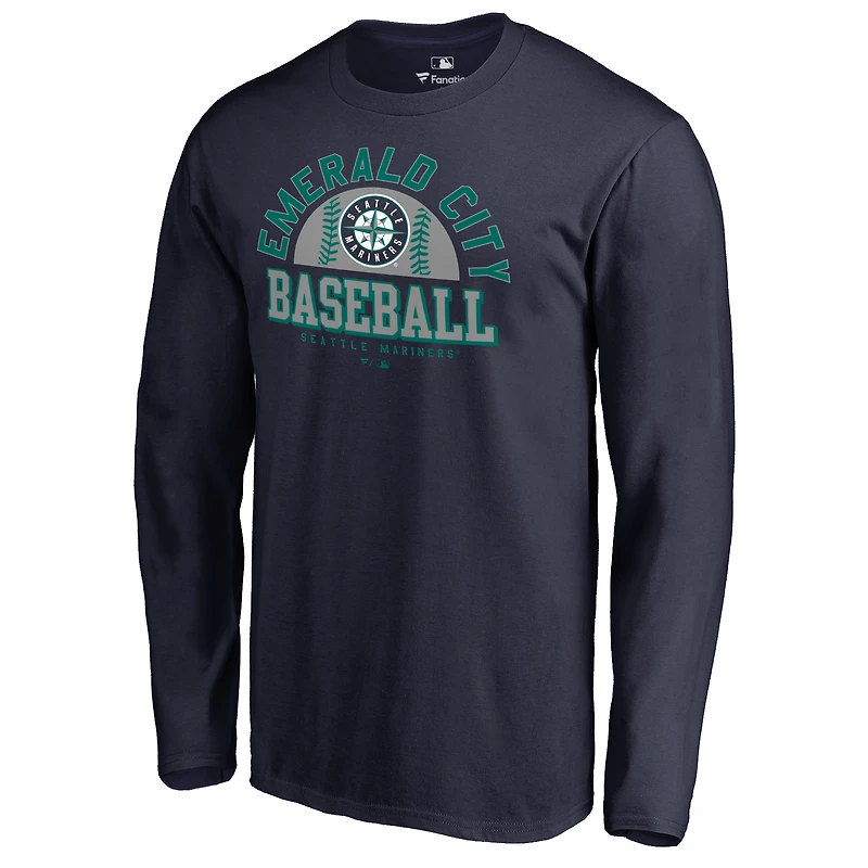 Men's Navy Seattle Mariners Hometown Collection Cascadia Long Sleeve T-Shirt