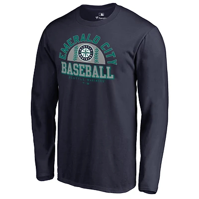 Men's Navy Seattle Mariners Hometown Collection Cascadia Long Sleeve T-Shirt