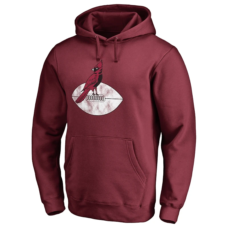 Men's Garnet Arizona Cardinals Throwback Logo Pullover Hoodie