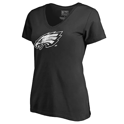 Women's Black Philadelphia Eagles Hometown Collection On The Map V-Neck T-Shirt