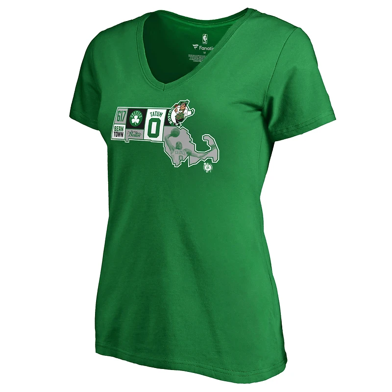 Women's Jayson Tatum Kelly Green Boston Celtics Player State Slim Fit V-Neck T-Shirt