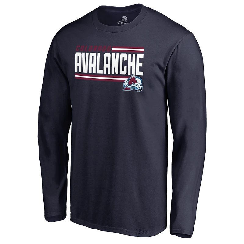 Men's Navy Colorado Avalanche Iconic Collection On Side Stripe Long Sleeve T-Shirt