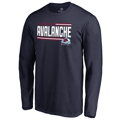 Men's Navy Colorado Avalanche Iconic Collection On Side Stripe Long Sleeve T-Shirt