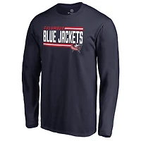 Men's Navy Columbus Blue Jackets Iconic Collection On Side Stripe Long Sleeve T-Shirt