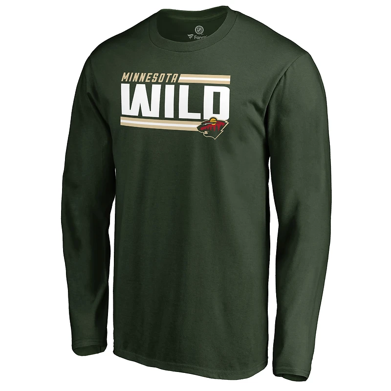 Men's Green Minnesota Wild Iconic Collection On Side Stripe Long Sleeve T-Shirt