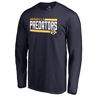 Men's Navy Nashville Predators Iconic Collection On Side Stripe Long Sleeve T-Shirt