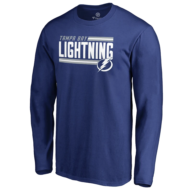 Men's Blue Tampa Bay Lightning Iconic Collection On Side Stripe Long Sleeve T-Shirt