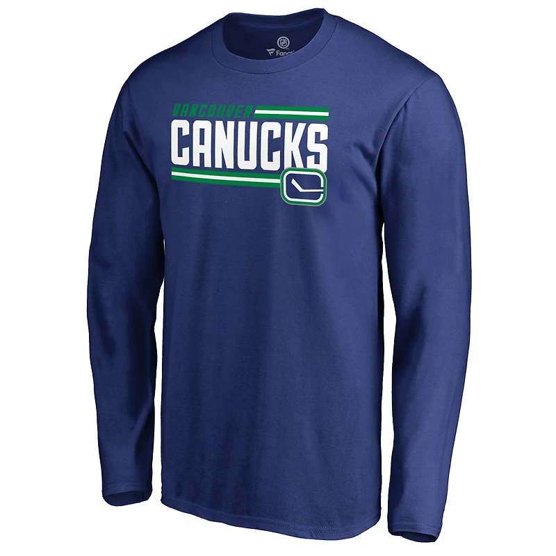 Men's Royal Vancouver Canucks Iconic Collection On Side Stripe Long Sleeve T-Shirt