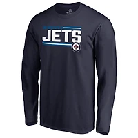 Men's Navy Winnipeg Jets Iconic Collection On Side Stripe Long Sleeve T-Shirt
