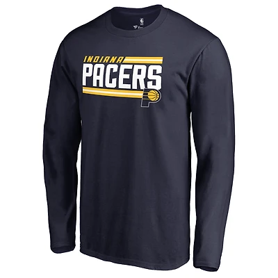 Men's Navy Indiana Pacers Onside Stripe Long Sleeve T-Shirt
