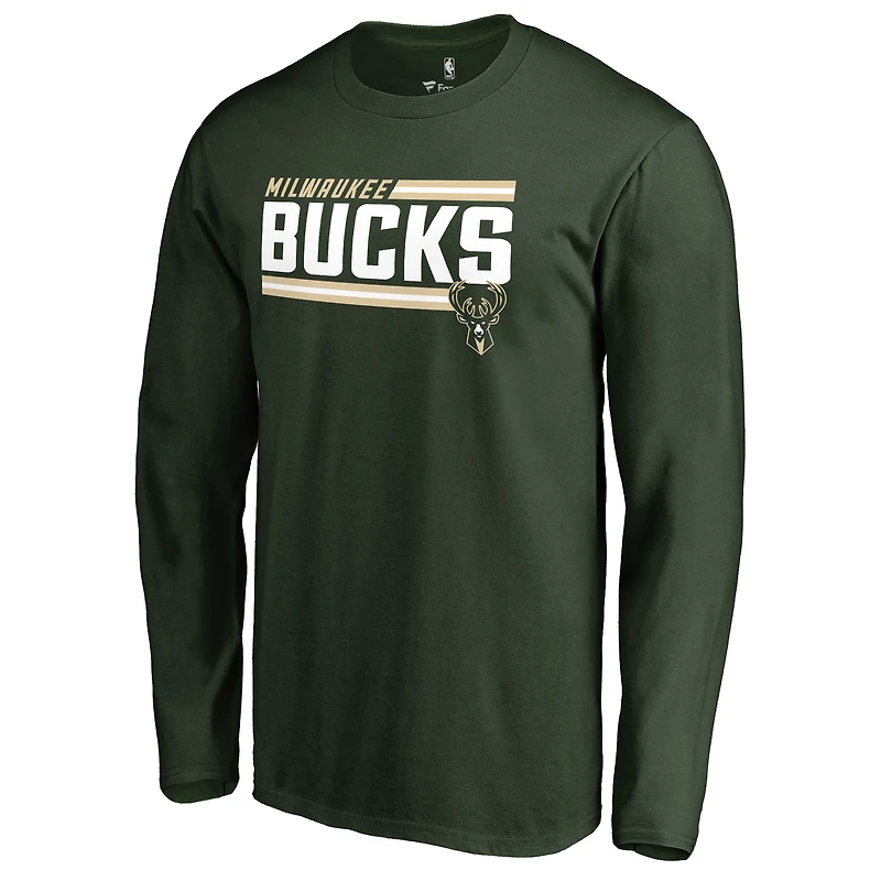 Men's Hunter Green Milwaukee Bucks Onside Stripe Long Sleeve T-Shirt