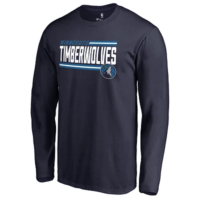 Men's Navy Minnesota Timberwolves Onside Stripe Long Sleeve T-Shirt
