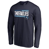 Men's Navy Minnesota Timberwolves Onside Stripe Long Sleeve T-Shirt