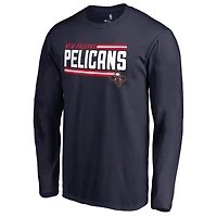 Men's Navy New Orleans Pelicans Onside Stripe Long Sleeve T-Shirt