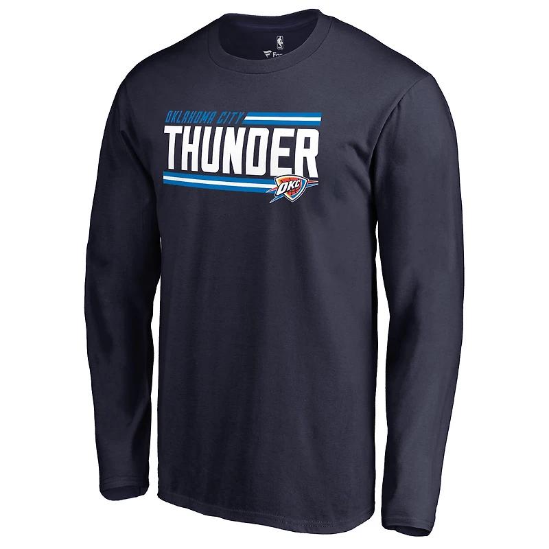 Men's Navy Oklahoma City Thunder Onside Stripe Long Sleeve T-Shirt