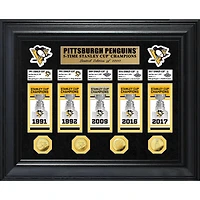 Highland Mint Pittsburgh Penguins 5-Time Stanley Cup Champions 18" x 22" Deluxe Gold Coin & Banner Collection