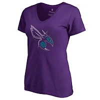 Women's Purple Charlotte Hornets X-Ray Slim Fit V-Neck T-Shirt
