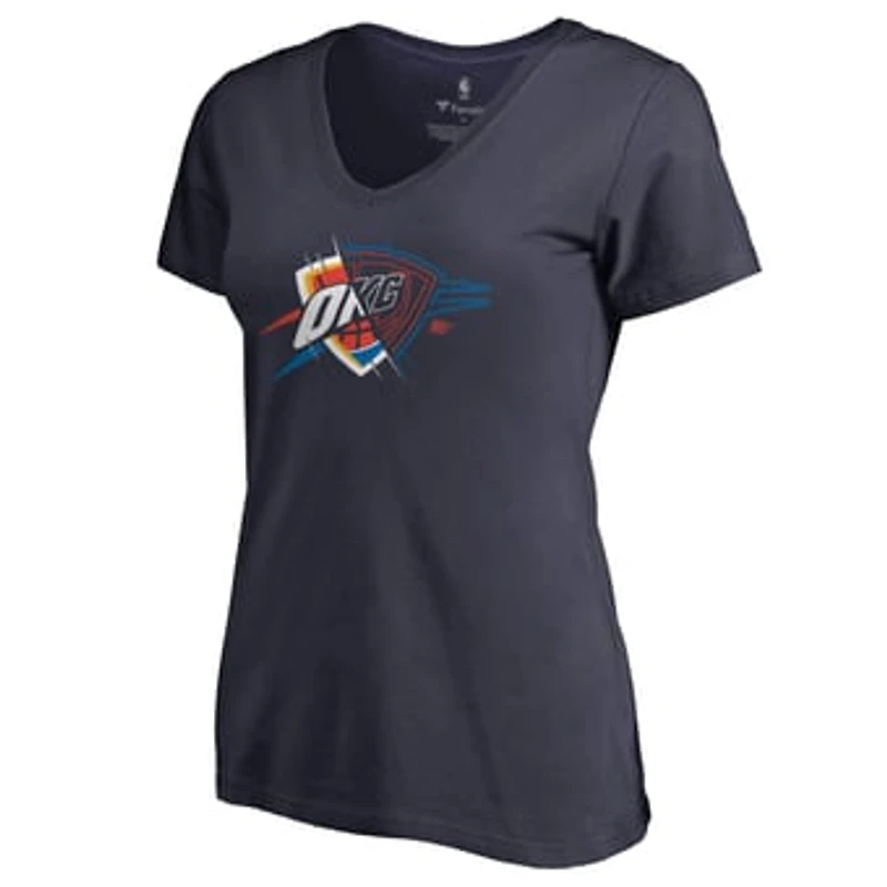 Women's Navy Oklahoma City Thunder X-Ray Slim Fit V-Neck T-Shirt