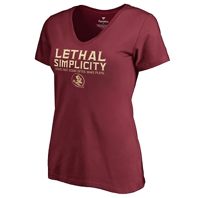 Women's Garnet Florida State Seminoles Lethal Simplicity Slim Fit V-Neck T-Shirt