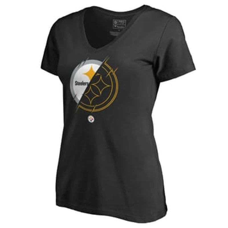 Women's Black Pittsburgh Steelers X-Ray Slim Fit V-Neck T-Shirt