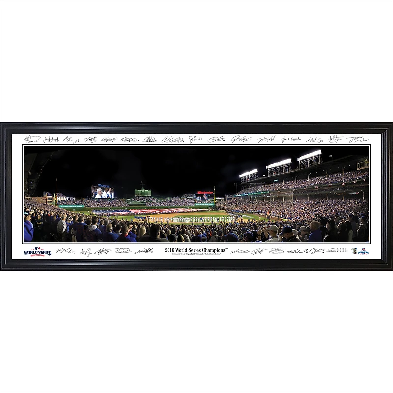Chicago Cubs 2016 World Series Champions Signatures 13.5" x 39" Standard Frame Panorama