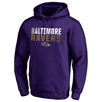 Men's Purple Baltimore Ravens Iconic Collection Fade Out Pullover Hoodie