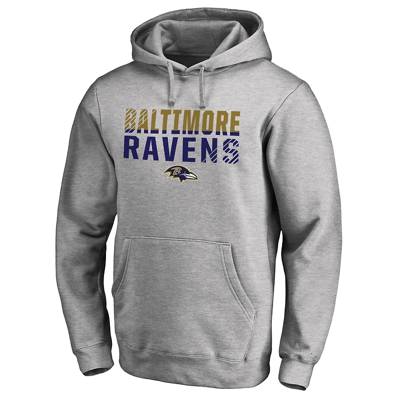 Men's Ash Baltimore Ravens Iconic Collection Fade Out Pullover Hoodie